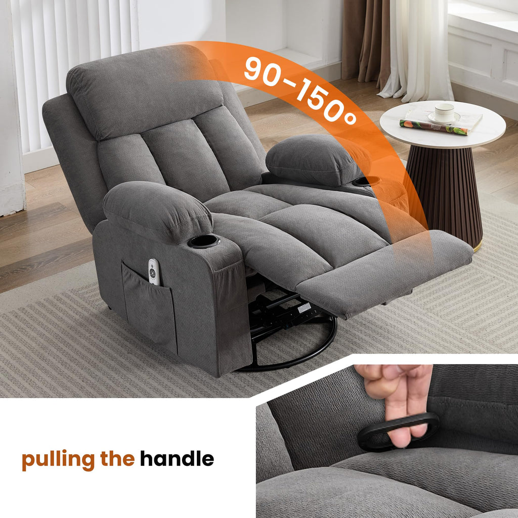 Swivel Rocker Recliner Chair with Massage and Heat D28665